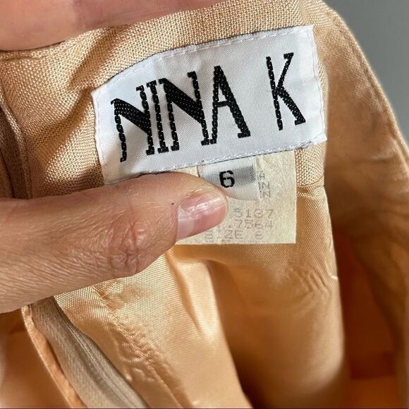 VTG Nina K Linen Blend Pencil Mini Skirt || SZ 6 - Picture 3 of 9